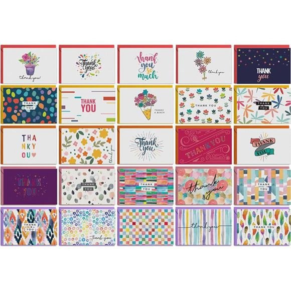 100 Unique Thank You Cards Bulk - Blank Note Cards with 100 Different, Colorful - Picture 3 of 6